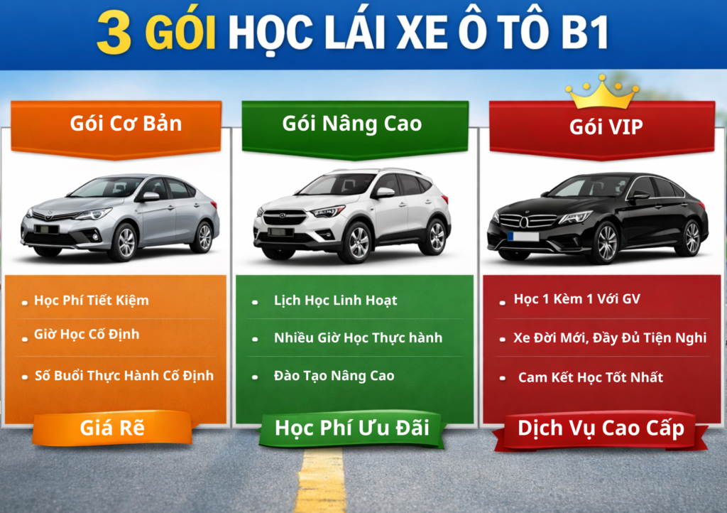 3 Gói Học lái Xe-Giá Học Bằng B1