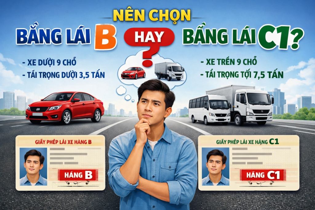 Chọn Bằng B Hay C1-Bằng Lái Xe C1